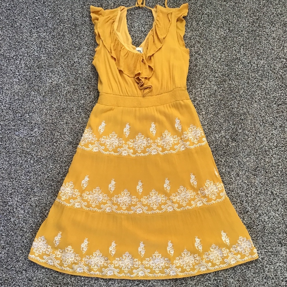 Savanna Jane Mustard Yellow Sleeveless Dress Sz M